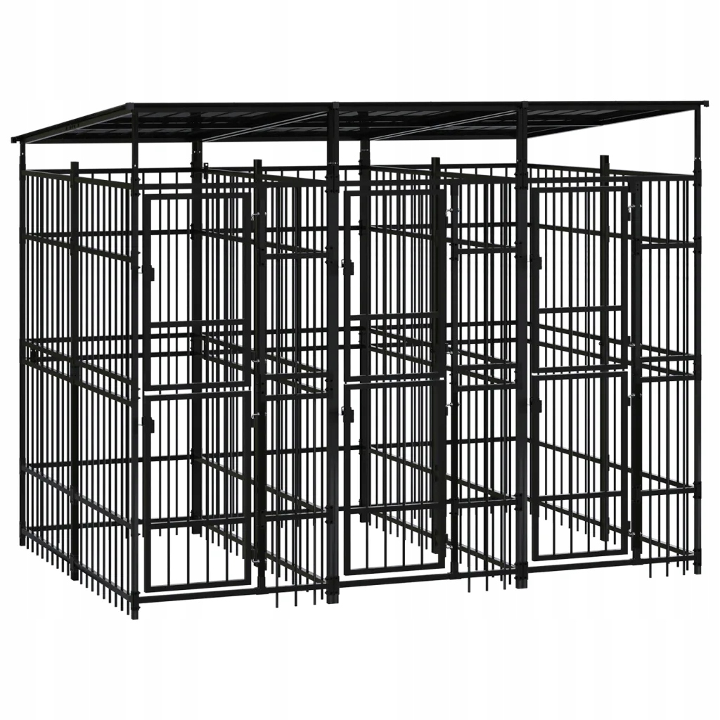 Levně Kotec pro psy s krytem, ocelová, 5,53 m²