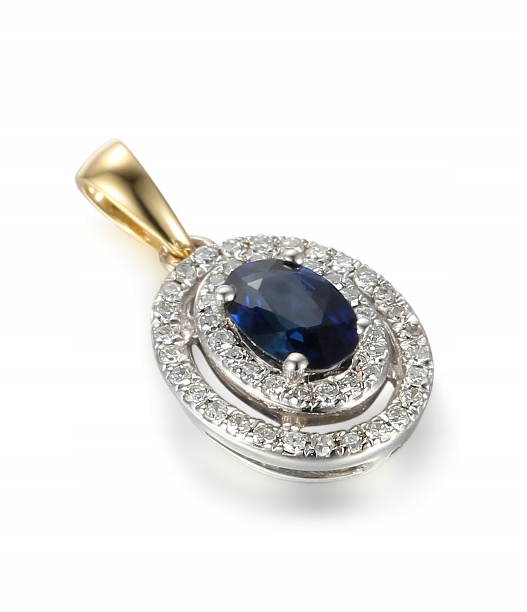 Złota Zawieszka Szafir 0,72CT Diamenty