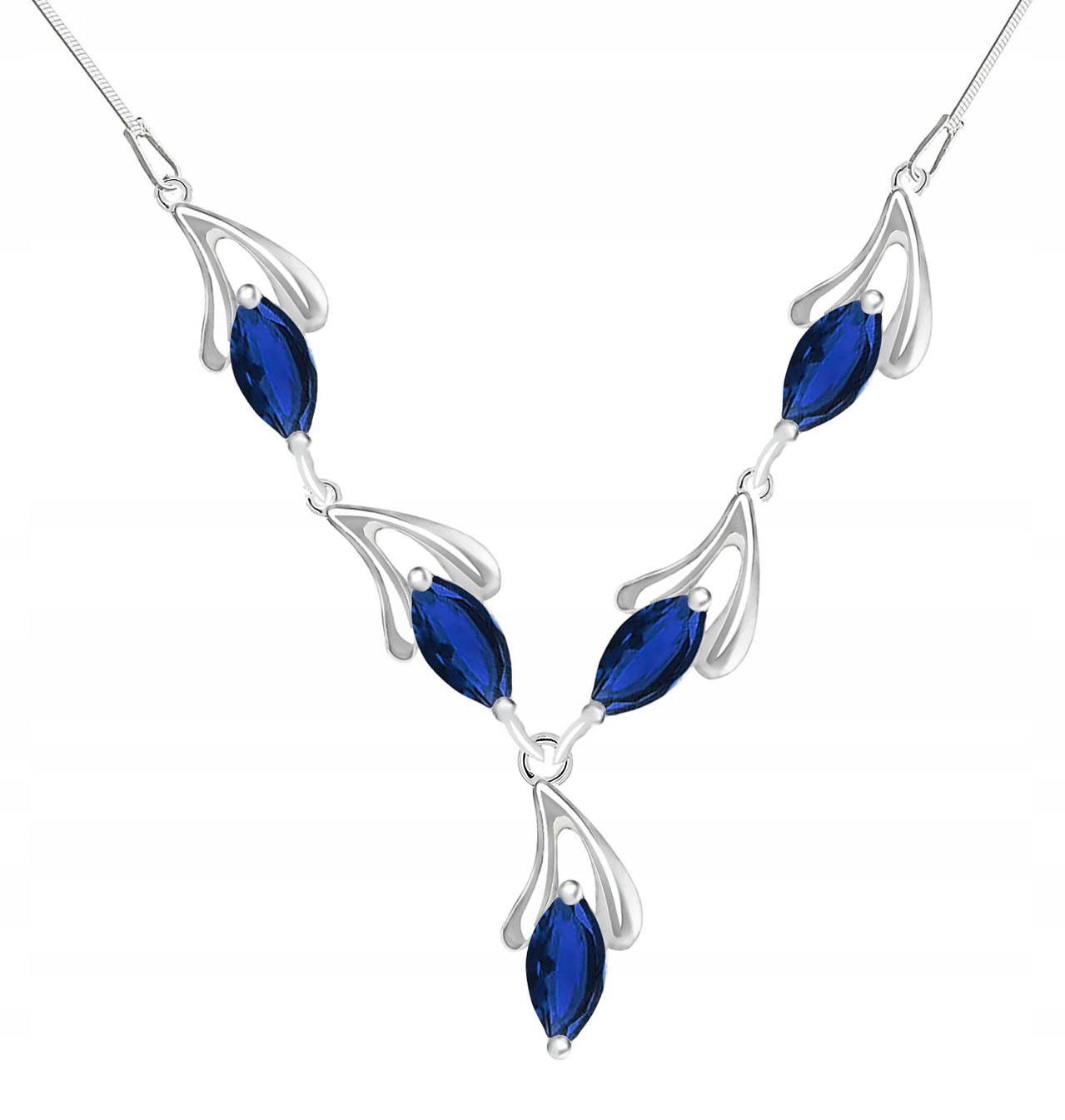 

Naszyjnik Srebrny Szafirowe Cyrkonie Łezki PR.925