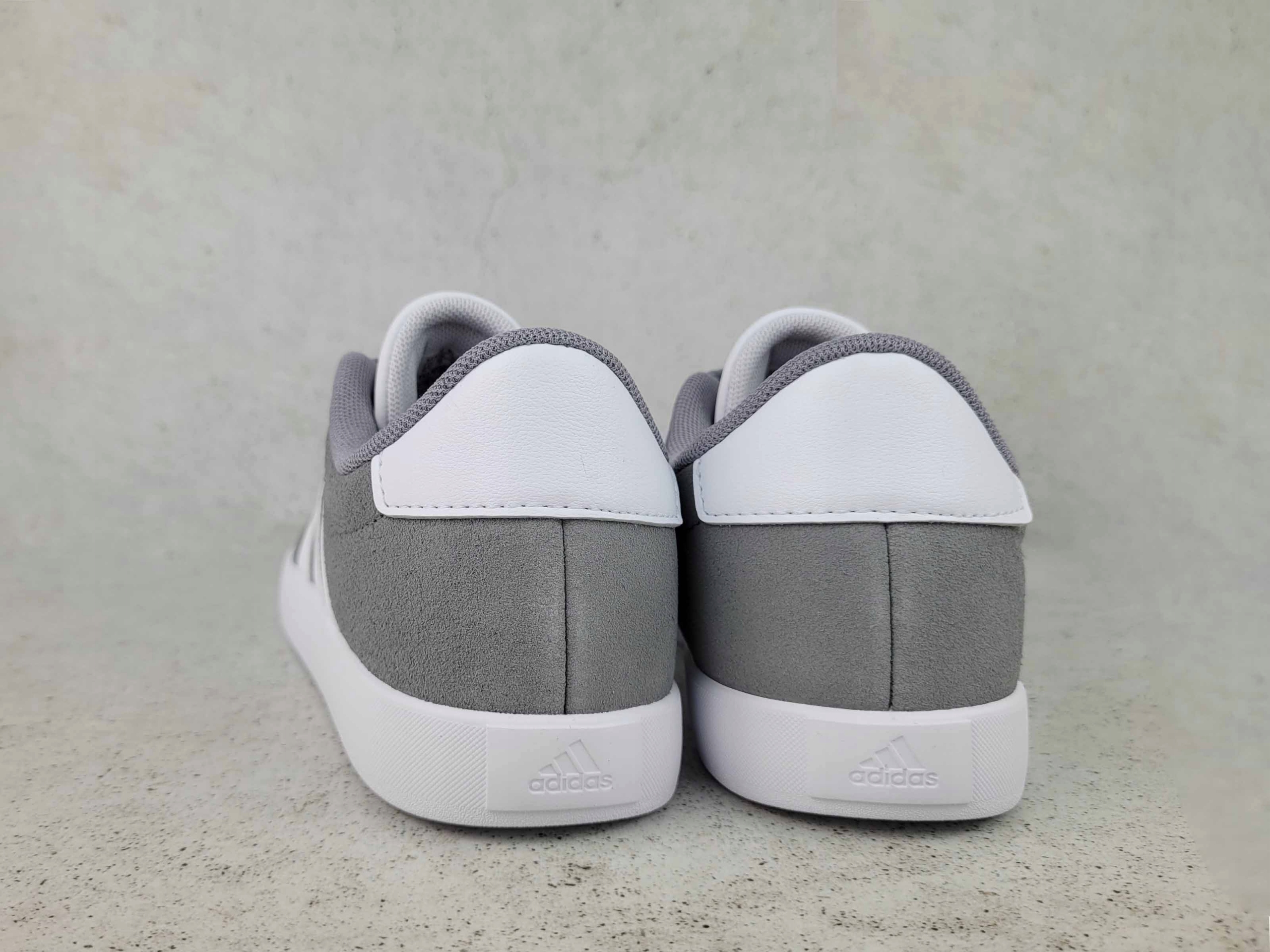 ADIDAS VL COURT 3.0 ID6314 BUTY TRAMPKI TENISÓWKI SAMBA SKÓRZANE SZARE Kolor szary