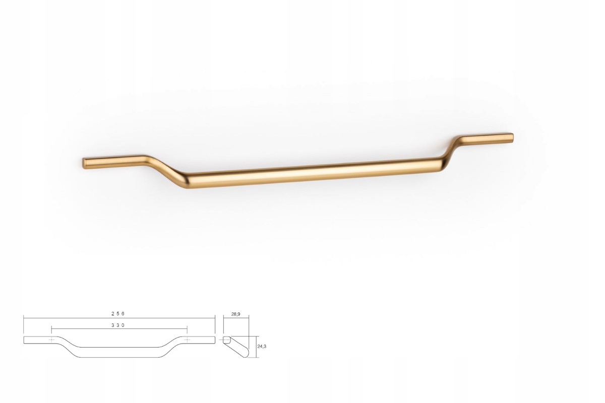 Nábytková úchytka Viefe 0602/256 Valley, délka 330, kartáčovaná mosaz