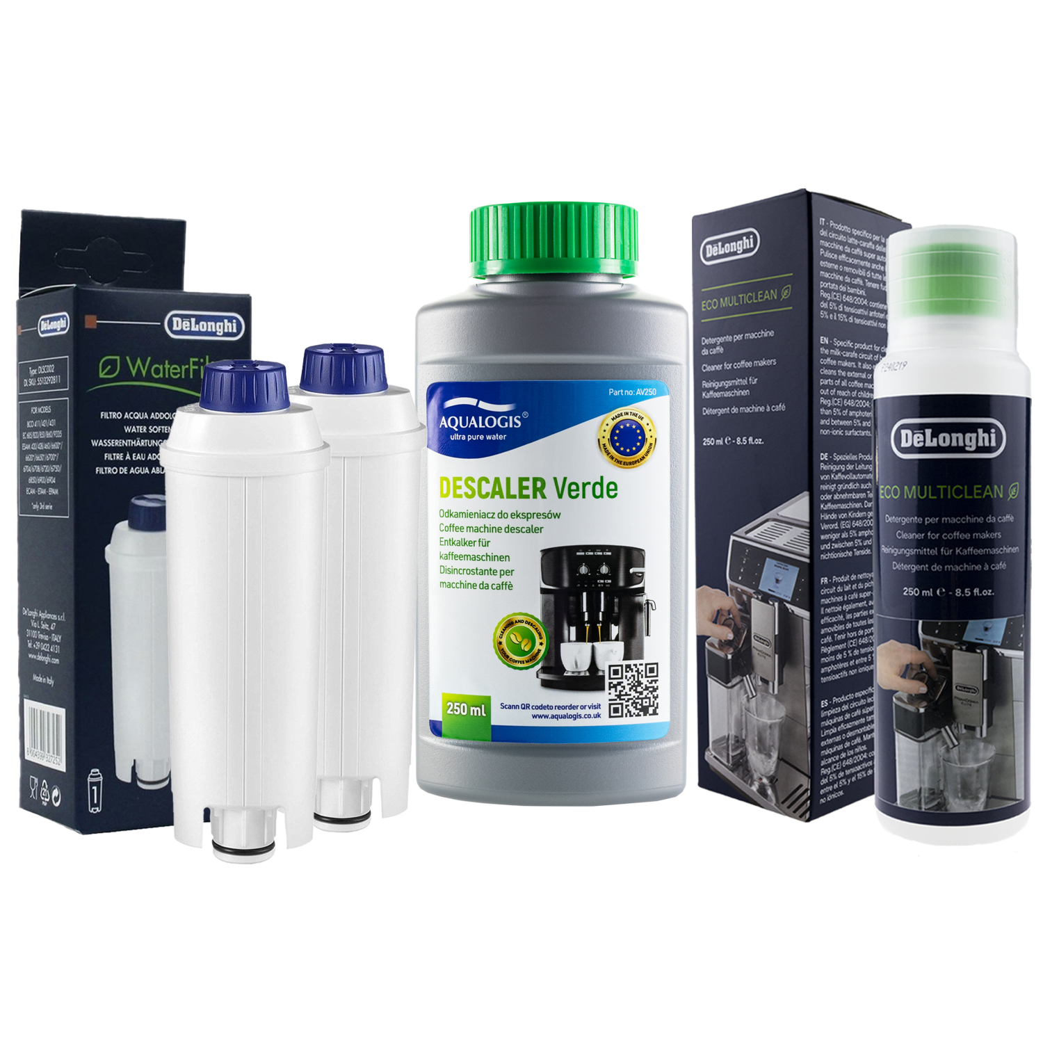 2x Filtr do kávovaru Delonghi DLSC002 3013 250 ml Odvápňovač 250 ml