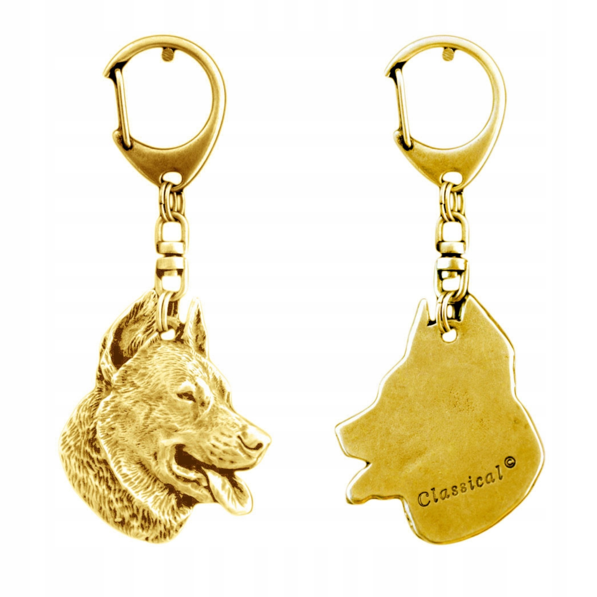 Francouzský ovčák Beauceron – pozlacený přívěsek na klíče na klíče se psem, ozdoba