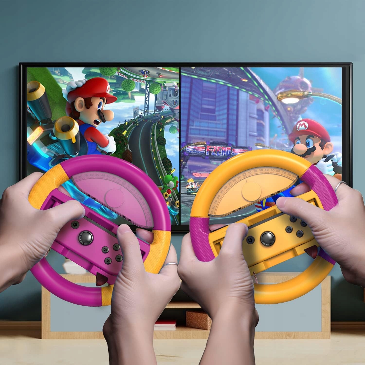 2X KIEROWNICA COODIO JOY-CON DO MARIO KART 8 DELUXE NINTENDO SWITCH OLED Stan opakowania oryginalne