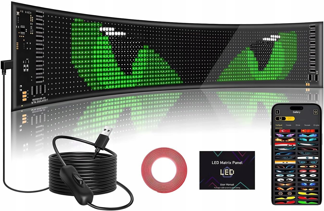 Oči Ďábla Elastický Pásek Rgb Displej Diody 9,2 CM X 37,4 CM