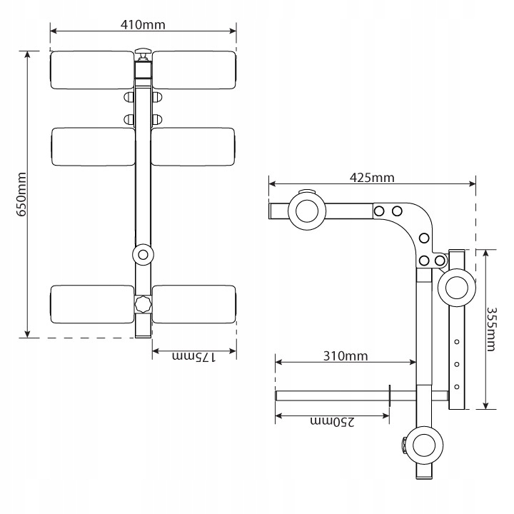 ŁAWKA SKOŚNA Z MODLITEWNIKIEM + PRASA DO NÓG Cechy dodatkowe antypoślizgowe uchwyty możliwość złożenia regulowana wysokość