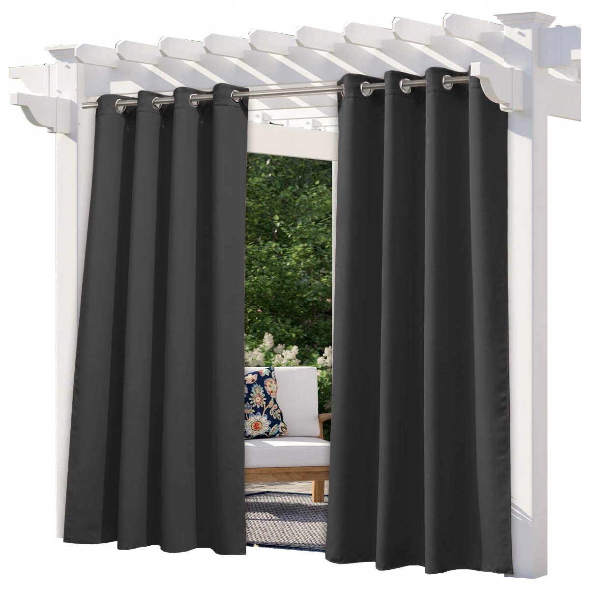 Zahradní závěs voděodolná 155 x 250 cm, výška šedá