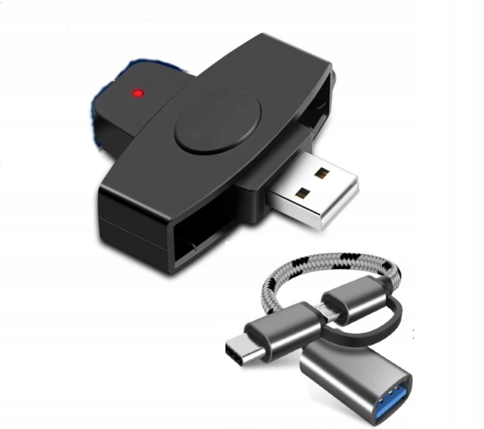 Čtečka karet řidičů Usb-a Adaptér Kabel 2 v 1 Usb-c Micro-USB