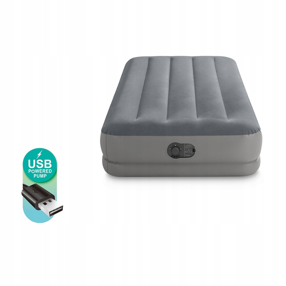 Materac welurowy dmuchany z wbudowaną pompką Usb 99 x 191 x 30 cm Intex