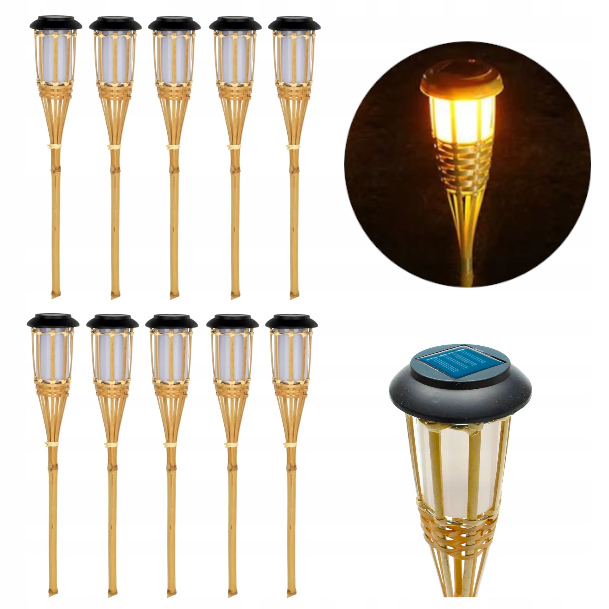 Solární lampa bambusová pochodeň 90 cm osvětlení zahradní cesty