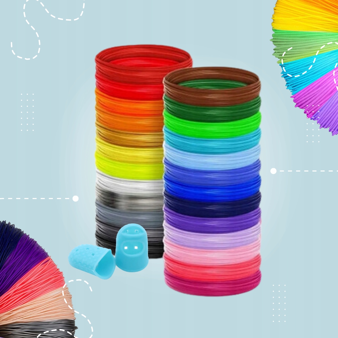 WKŁADY DO DŁUGOPISU 3D PEN PLA FILAMENTY 200M 40 KOLORÓW MIX Wysokość produktu 5 cm