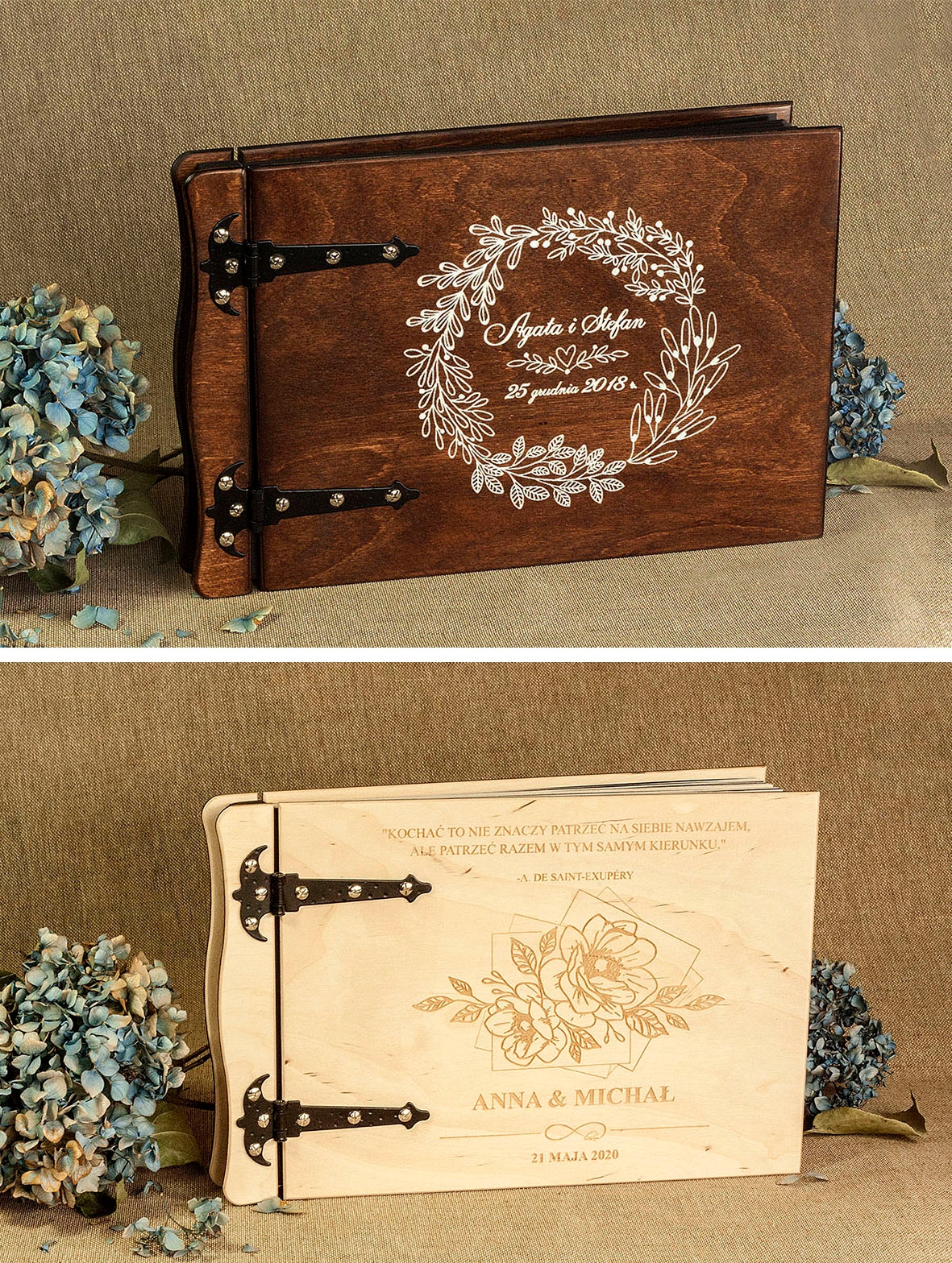 ALBUM DREWNIANY NA ŚLUB PREZENT na WESELE ŚLUB Model ARTKEY-022