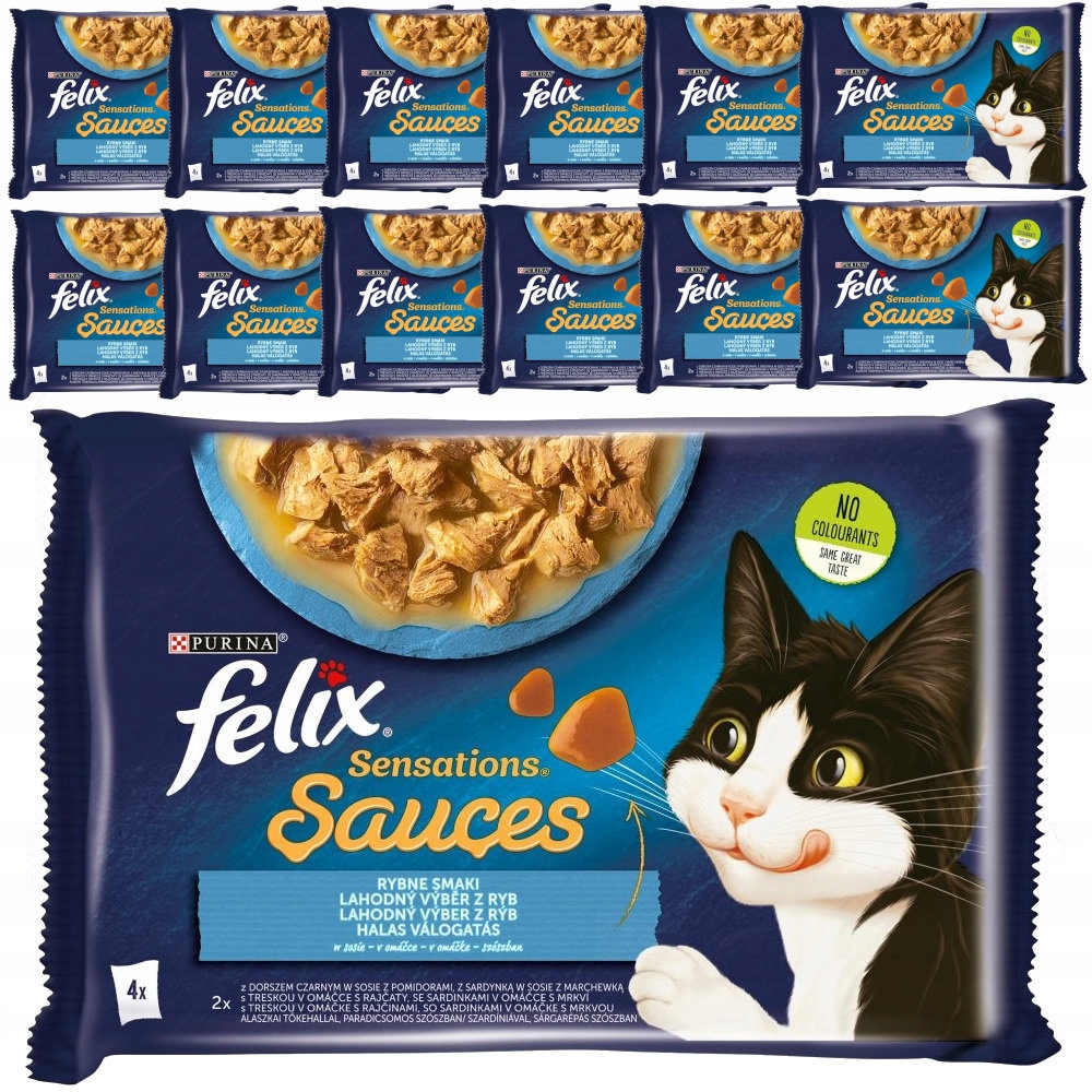 Levně Felix Sensations Rybí Příchutě V Omáčce 52x85 g