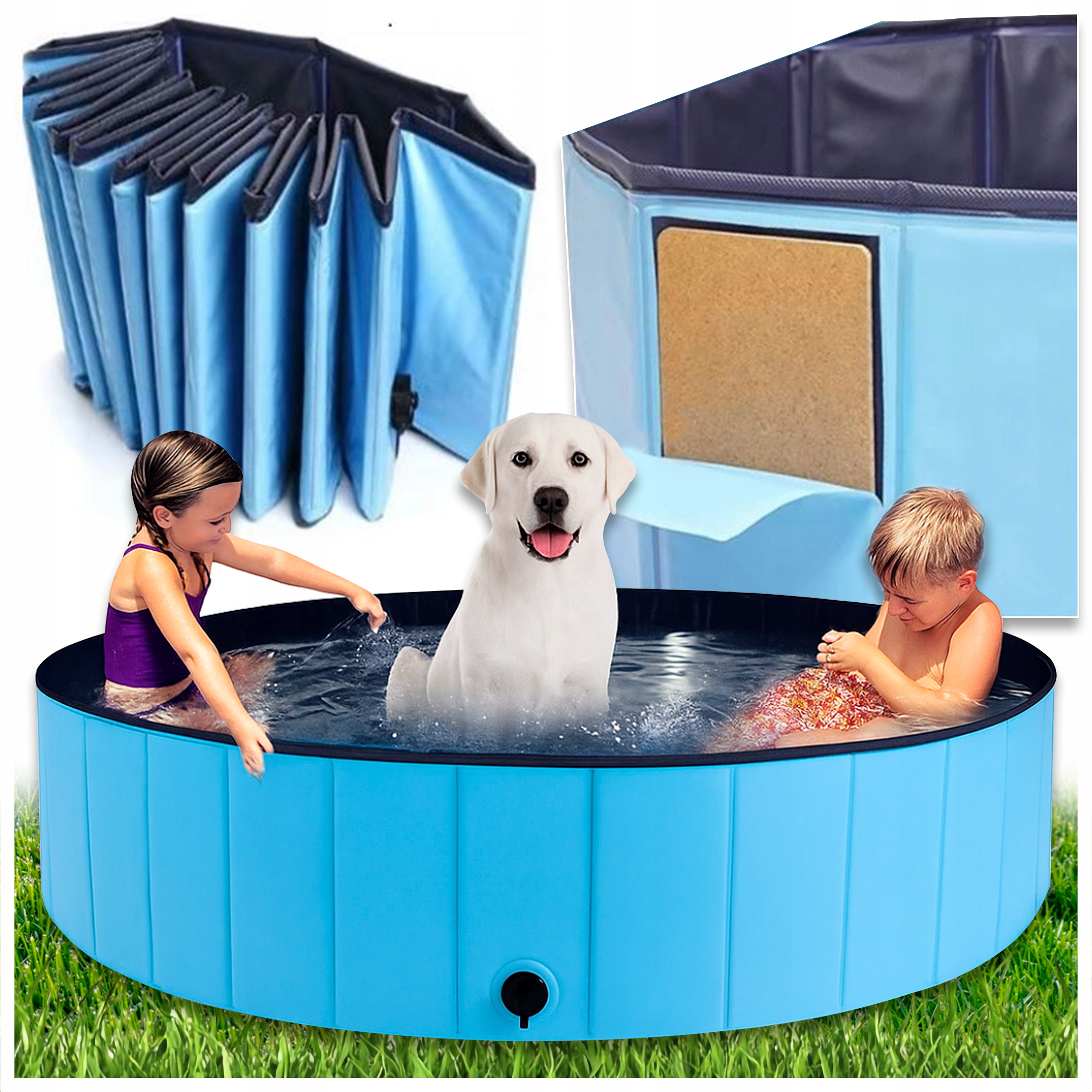 Bazén pro psy a zvířata Velký skládací zahradní bazén pro ochlazení mytí XXL120x30 cm