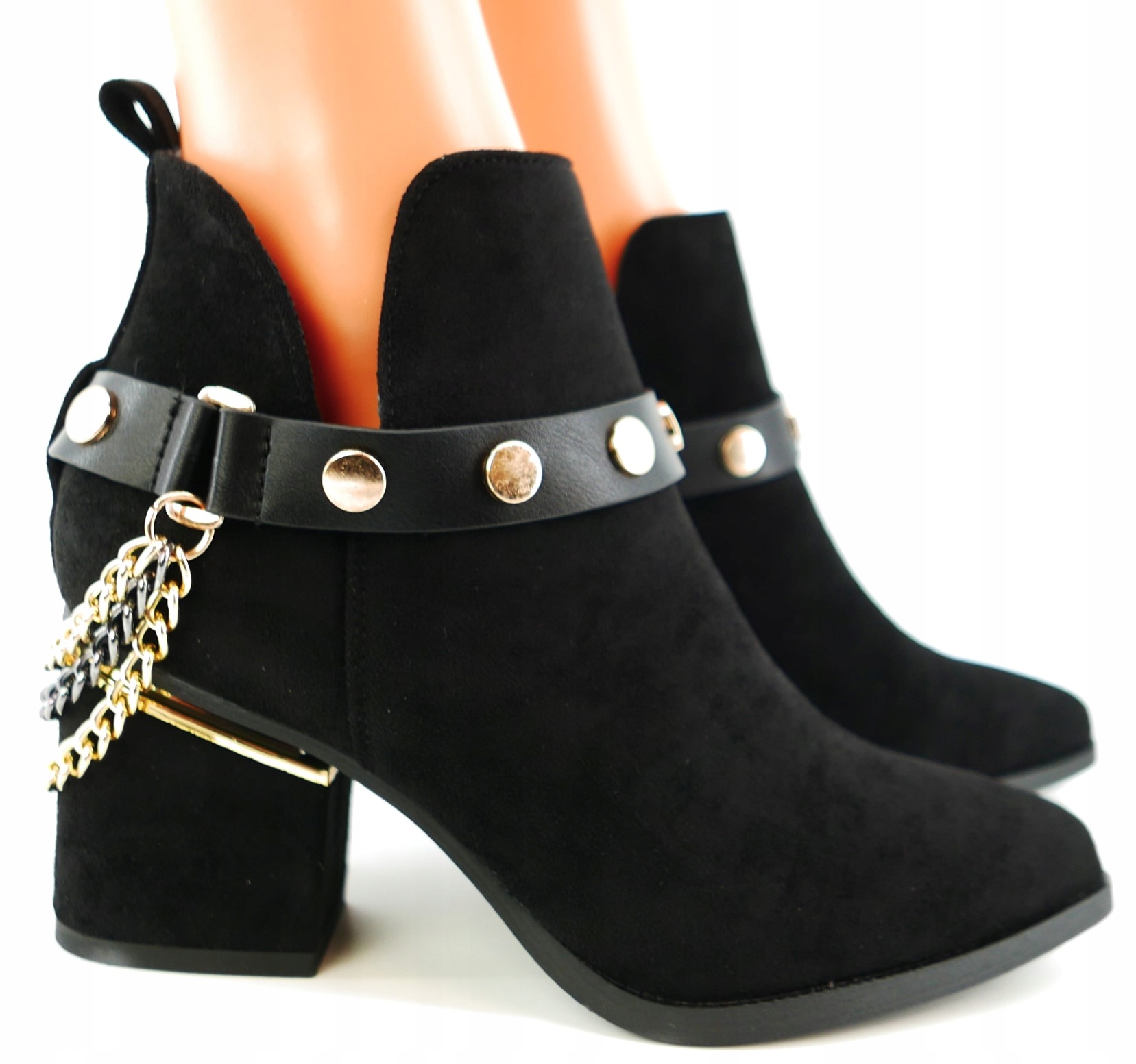 Seastar Černé Semišové Kotníkové Boty Na Podpatku R40