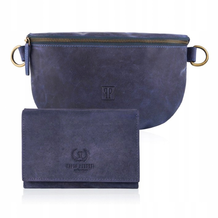 Dámská kožená peněženka a ledvinka pro ženy ve vintage stylu; dárková sada