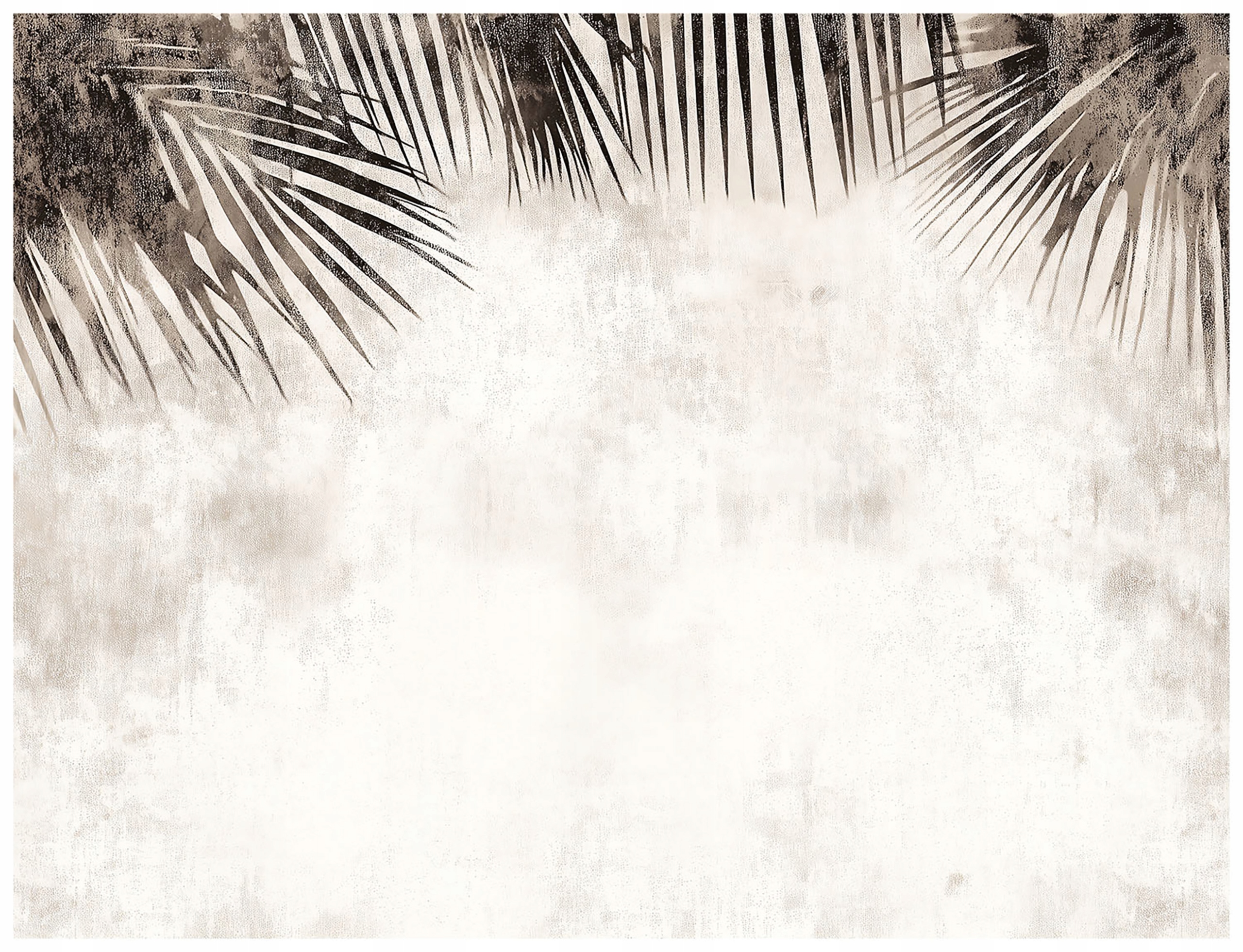 Béžová Tapeta Listy Palmy Beton Fototapeta Na Flizelině Šedá 300x210