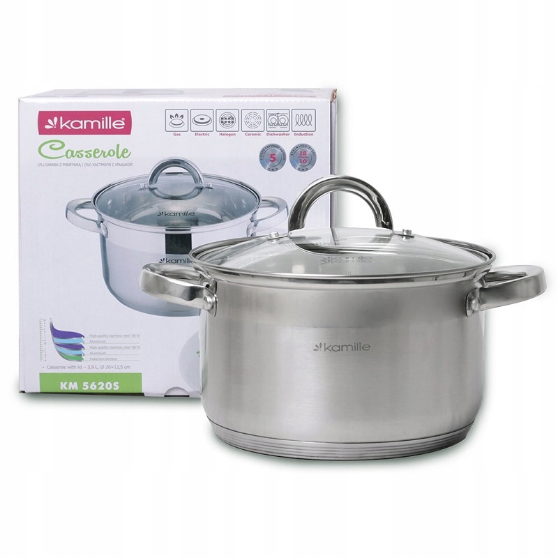 

Garnek z pokrywką 3,9 L Indukcja Gaz