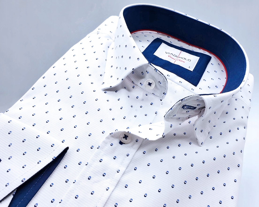 BIAŁA WE WZORY MODNA KOSZULA SLIM FIT XL 43/44 Rozmiar kołnierzyka 43