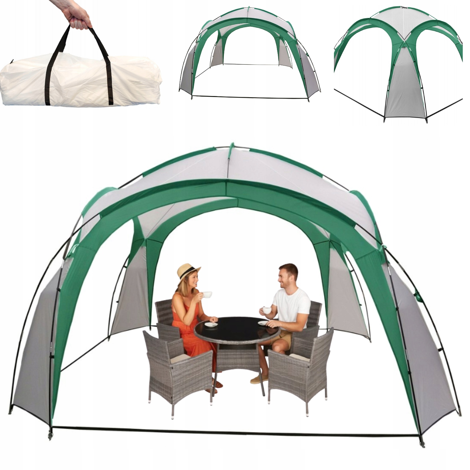 Pawilon Namiot Ogrodowy Eventowy Imprezowy Altana Zielony 3,5 X 3,5 Torba