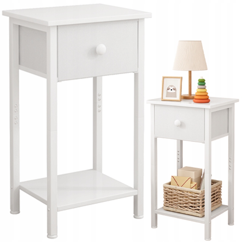 Noční Stolek Komoda Skříňka Se Zásuvkou A Policí Bílá Do Ložnice Obývacího Pokoje 38 CM