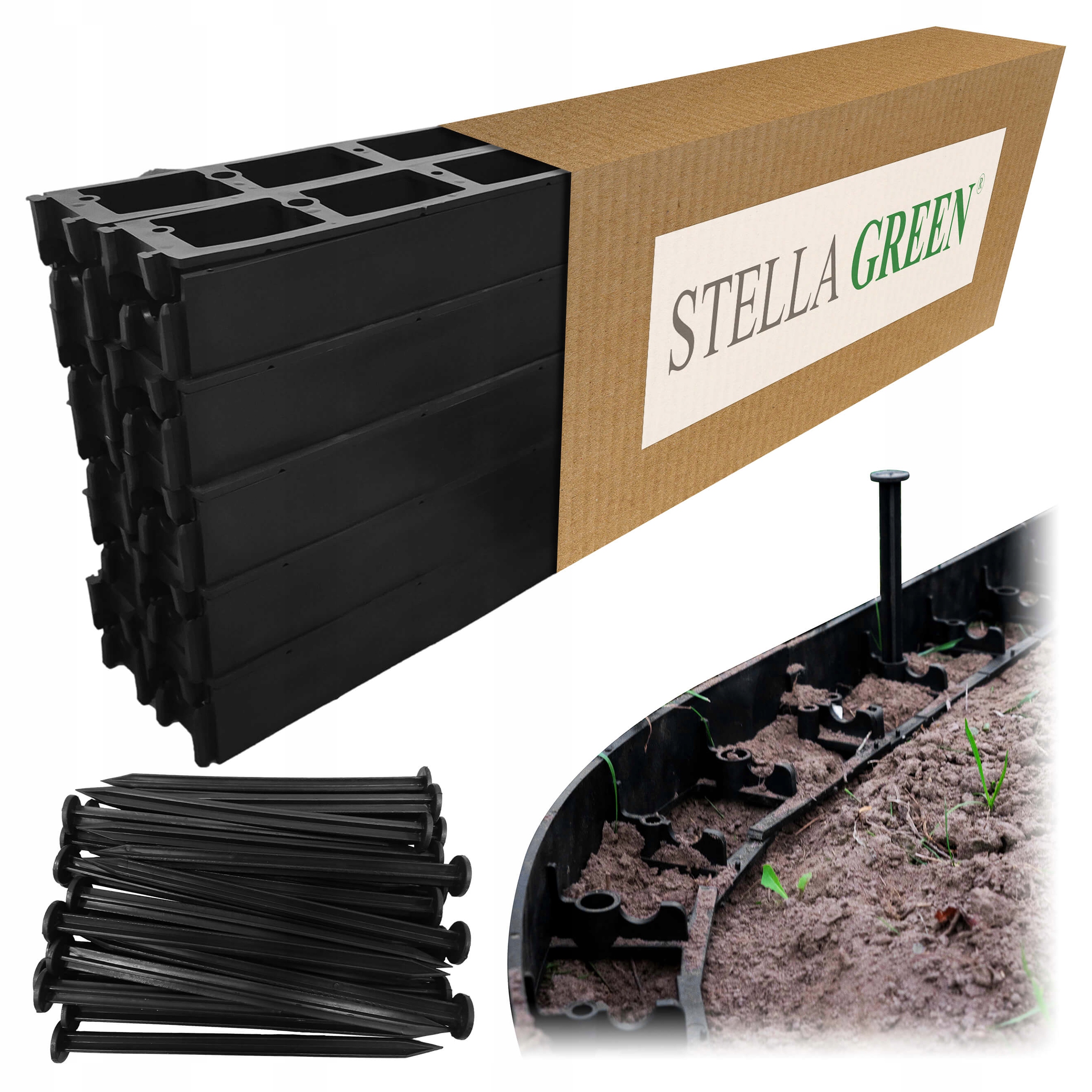 Obrzeże Trawnikowe Ogrodowe Border 4,5cm Eko Stella Bord Grube 20 m Kotwy