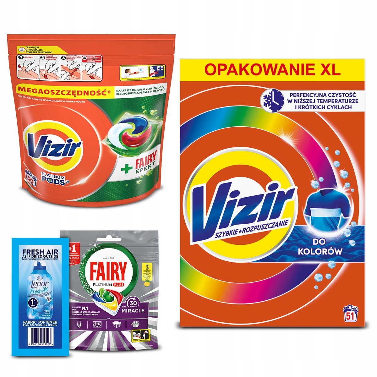 Zestaw Vizir: Proszek do koloru Kapsułki Vizir Fairy Effect