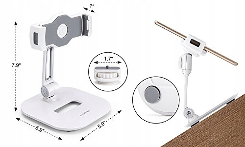 ABOVETEK Stojak Na Tablet iPad iPhone 4-11 Cal Biały 360 Stopni Obrotowy — miniatura 8