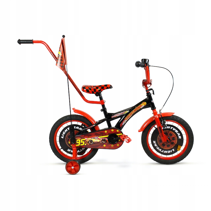 Rower dziecięcy Disney Cars 16 Black koło 16" czarny prowadnik kółka boczne