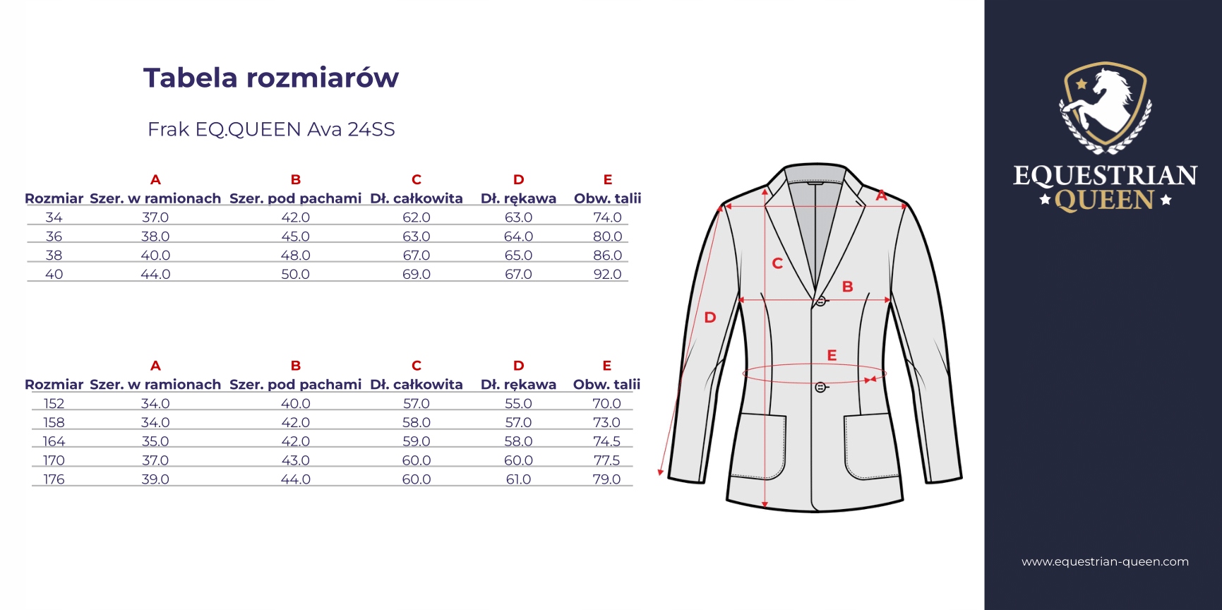 Frak konkursowy jeździecki damski EQUESTRIAN QUEEN Ava 24SS czarny 40 Rozmiar 40