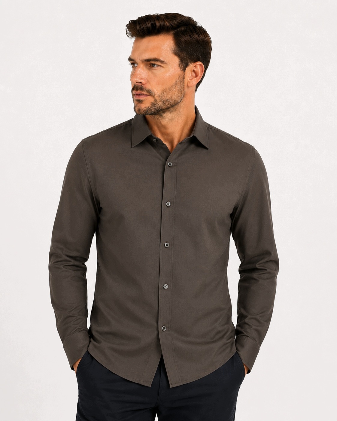 Pánská košile Viadi Polo Čokoláda Regular Dlouhý R-w 3XL Coton 60% Lycra 3%