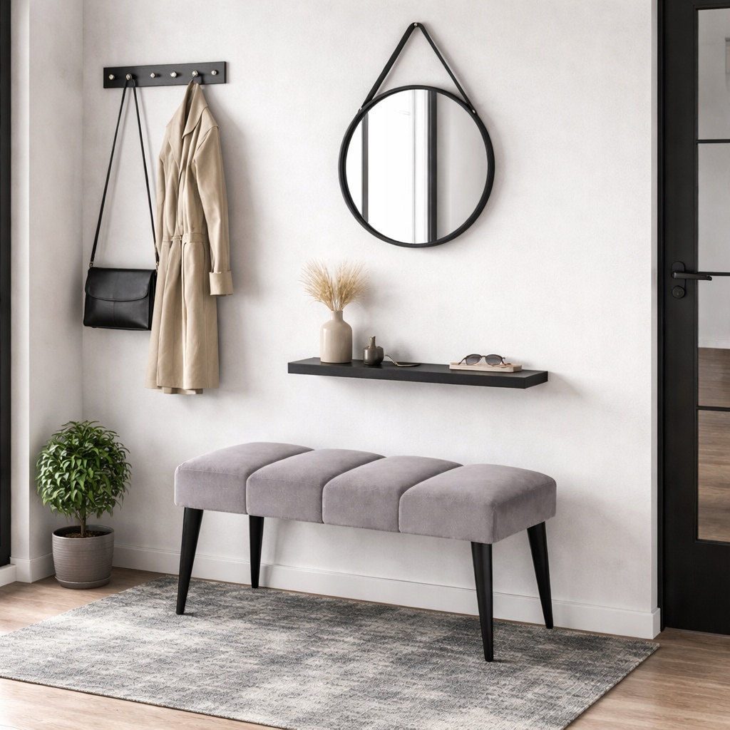 Čalúnená lavička, lavička do predsiene 60 cm, sedadlo v štýle loft