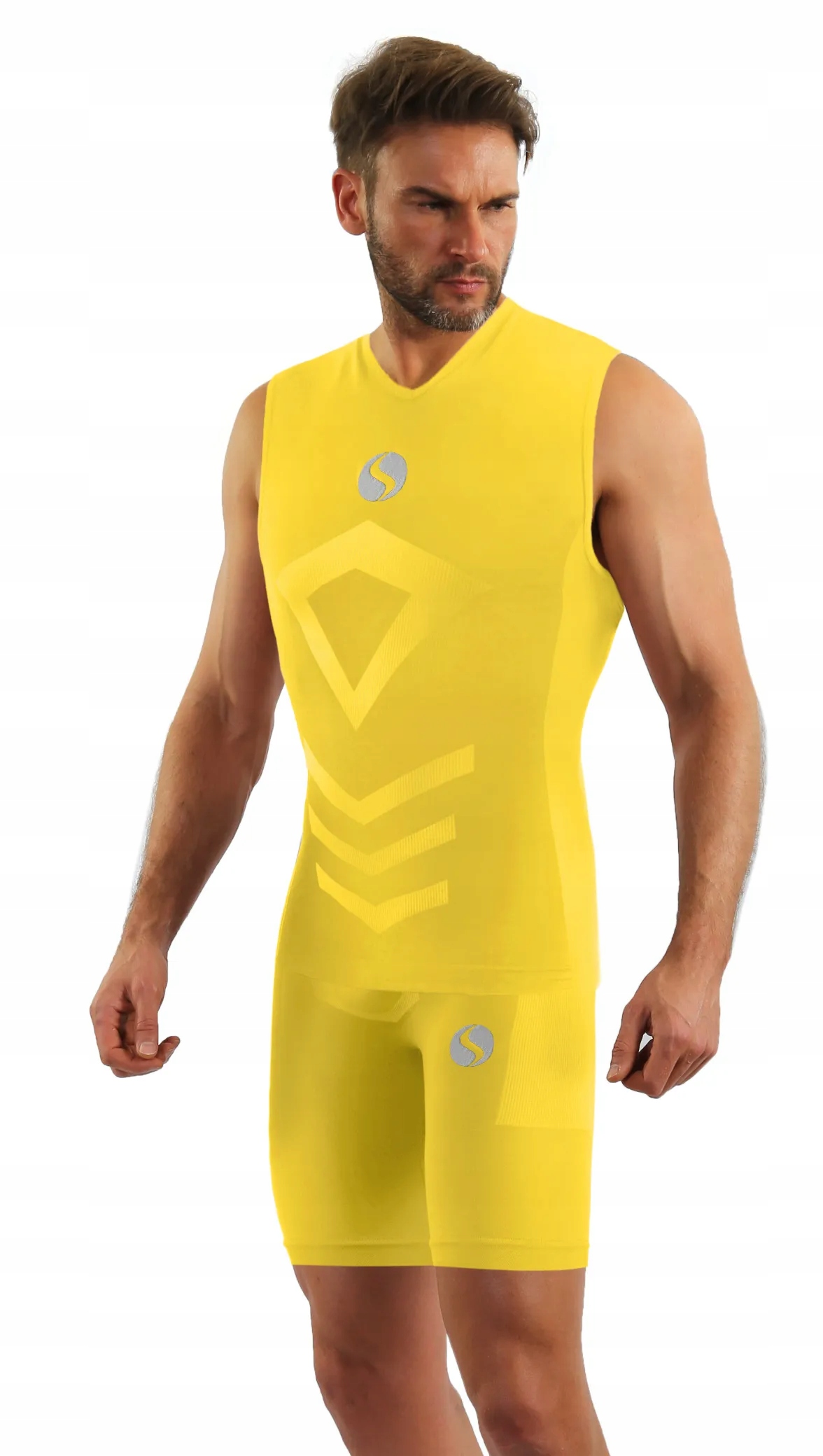 Sesto Senso Komplet Thermo pánský bez rukou. kraťasy CL38 CL41 Žlutá XXL/3XL