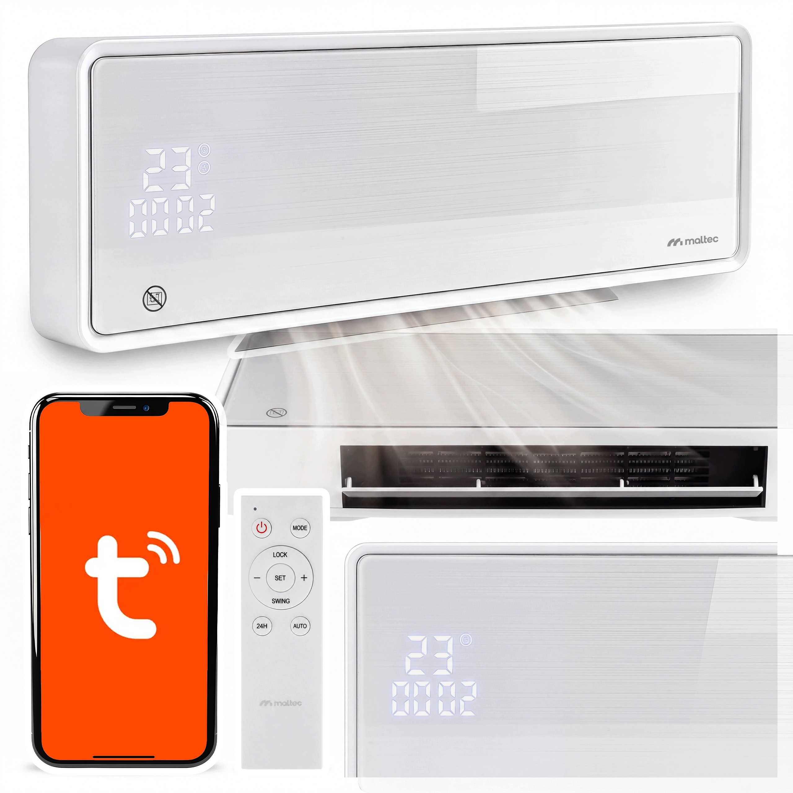 Vzduchová Clona Výkonný Energeticky Úsporný Ohřívač WiFi Pilot Timer 2000W