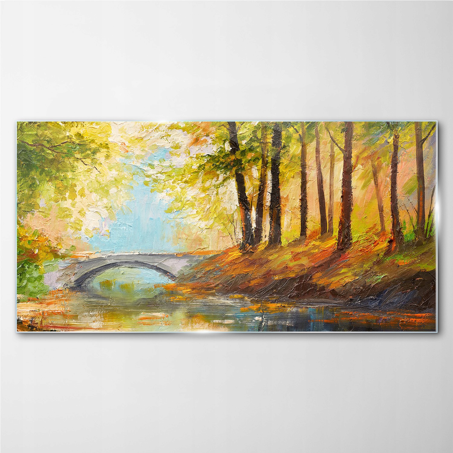 

Foto-obraz szklany Malarstwo las most 140x70 cm