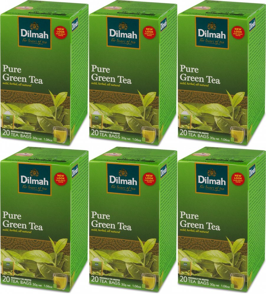 Herbata zielona ekspresowa Dilmah Pure Green Tea 20 kopert x 6