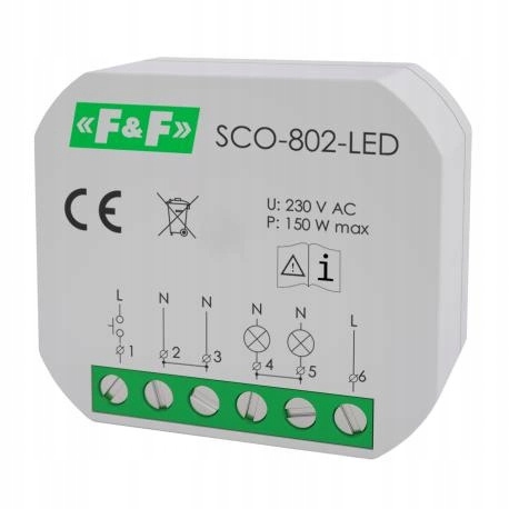 Ściemniacz przelotowy podtynkowy F&F biały SCO-802-LED