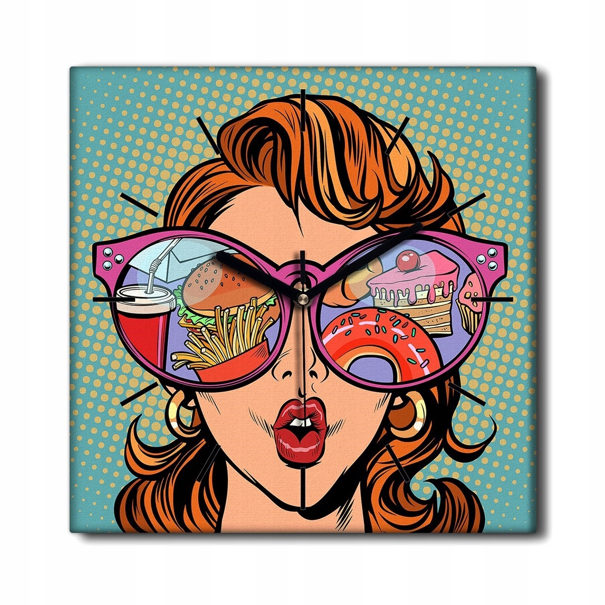 

Zegar na ramie ozdoba Kobieta Okulary Retro 30x30