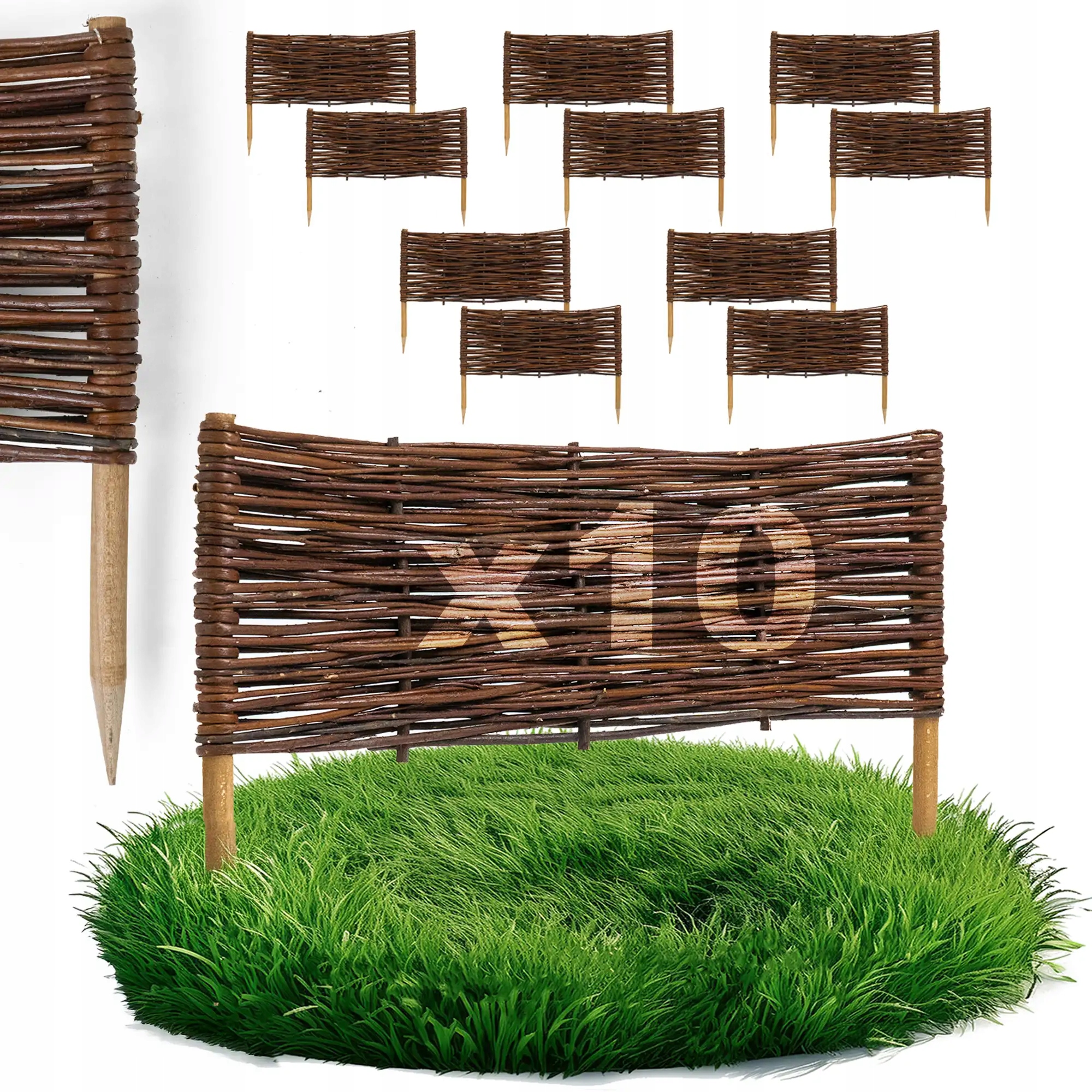 Zahradní Palisáda 60 cm x 20 cm 10 Kusů Proutěný Plot Obrubník Výrobce