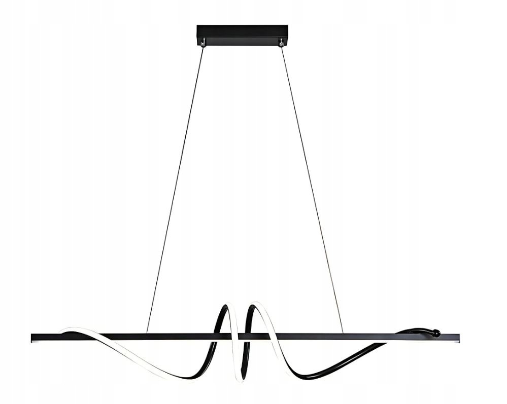 Vlnitá čierna Led závesná lampa 120 cm nad stôl Ostrov do jedálne