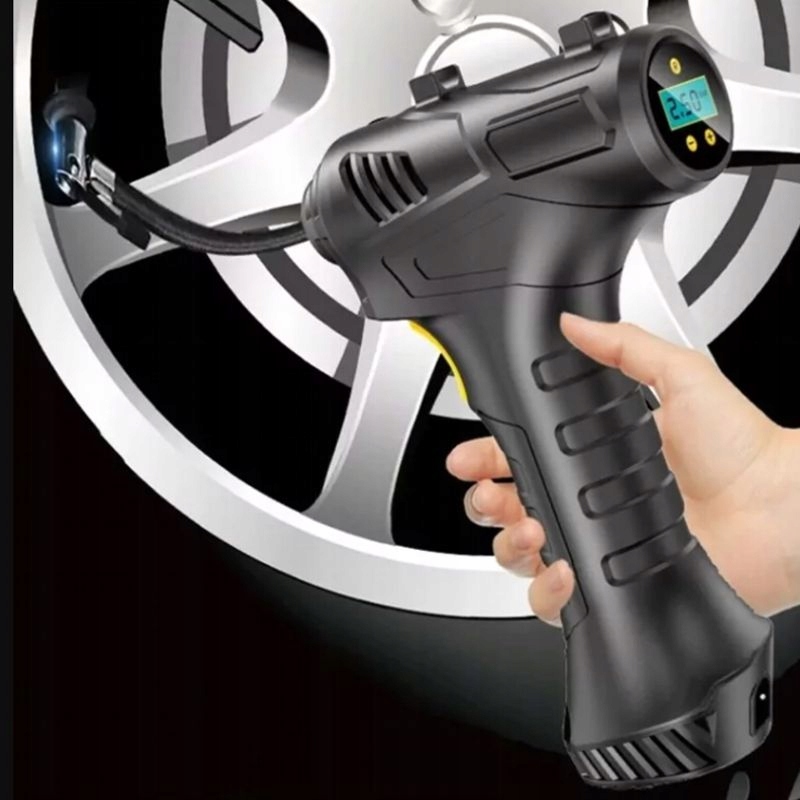 Pompka rowerowo-samochodowa LCD Automatyczny Kompresor BEZPRZEWODOWY USB Ciśnienie maksymalne 10.3 bar