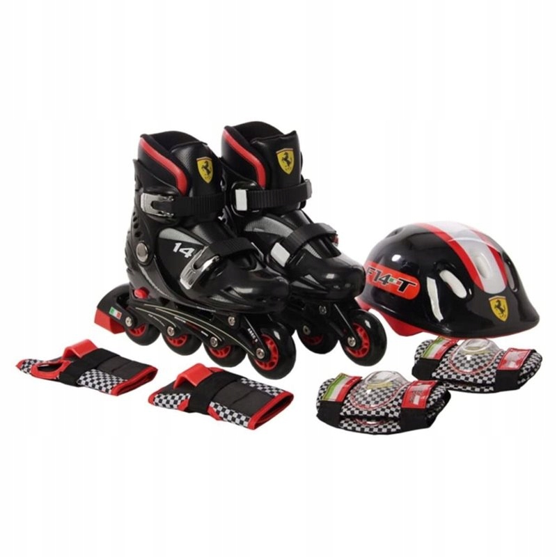 Zestaw: Rolki, kask, ochraniacze FERRARI