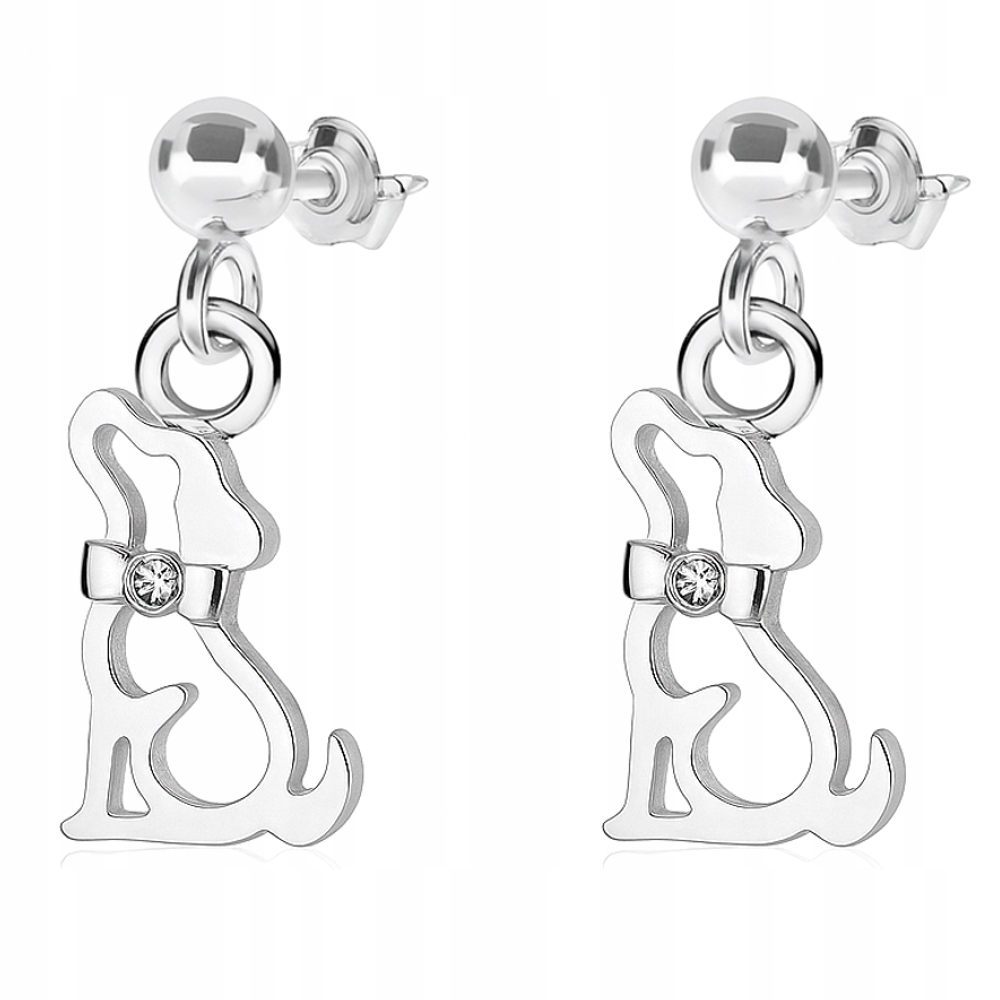 Stříbrné náušnice Pejsek s zirkonem Stříbro 925 pro psa