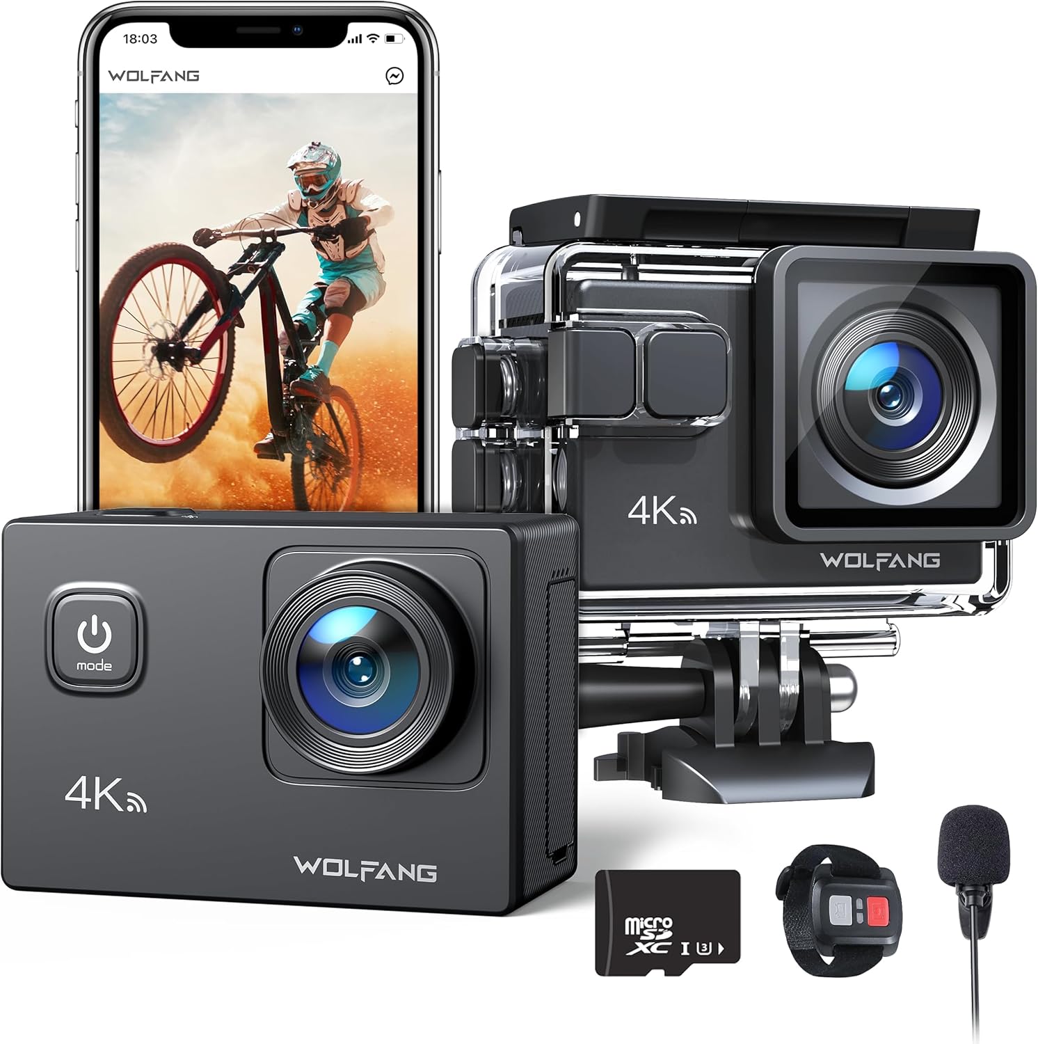 Sportávní Kamera 4K 30FPS Vodotěsná 40M Wifi Eis