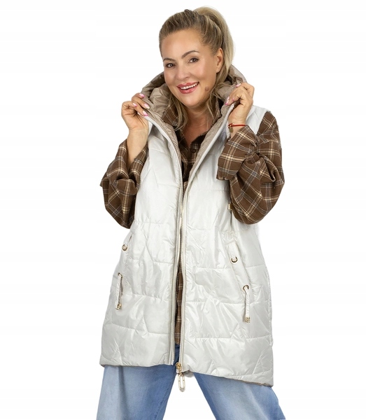 Dlouhý dámský vesta Plus Size – zeštíhlující střih Agrafka 3XL