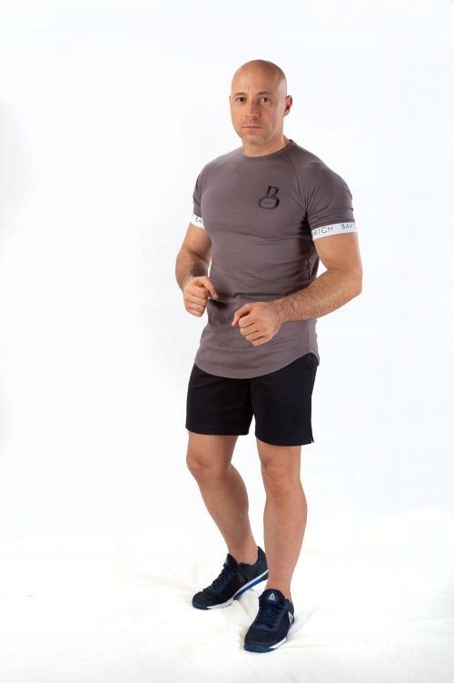 

Koszulka T-shirt slim fit na siłownie szara