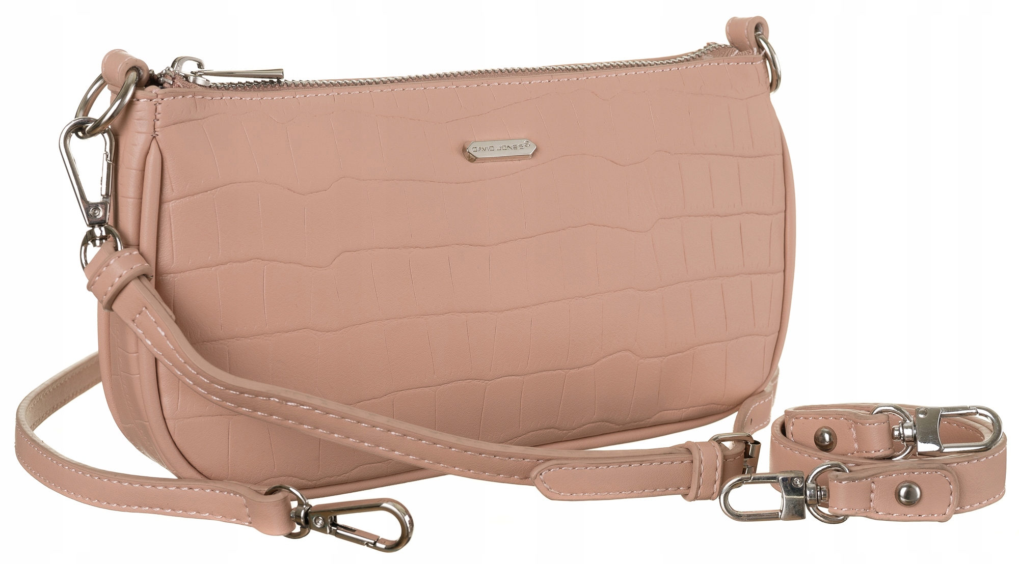 

Mała torebka damska na zamek David Jones krokodyl