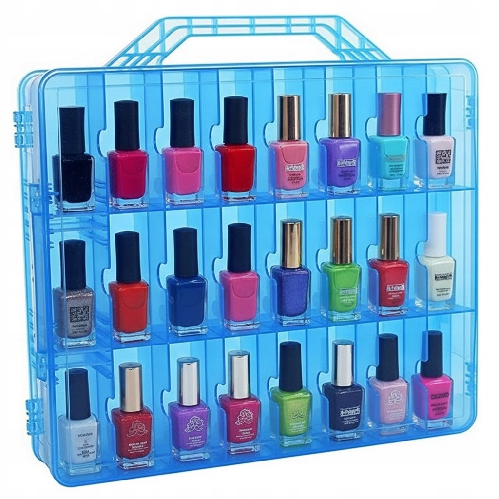 Organizér Na Laky Na Nehty Modrý Kufr 48 Přihrádek S Úchytem