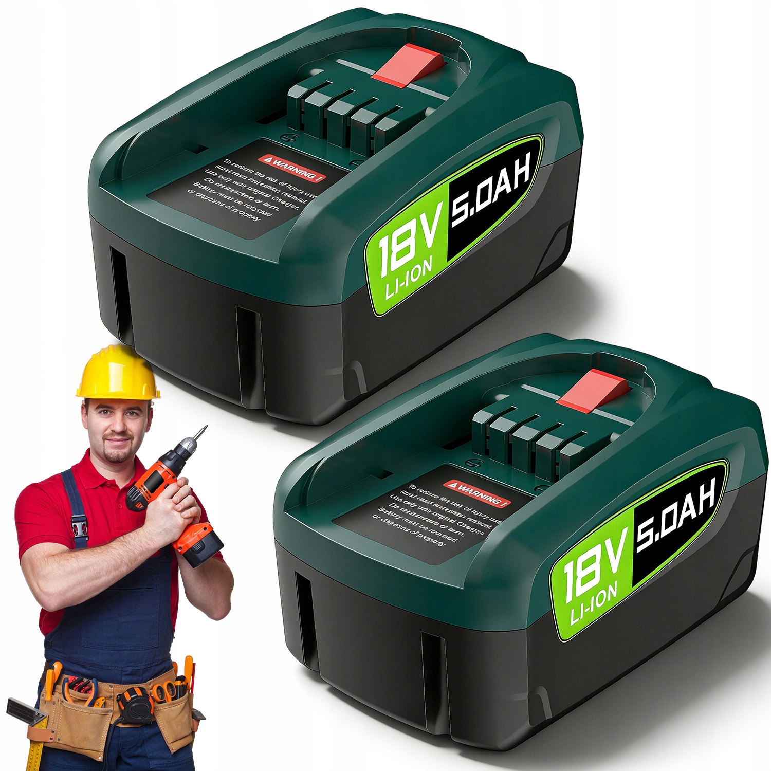 2 Ks Akumulátorů 18V 5AH – Komp. Bosch Gloria Gardena Pba Psb Psr