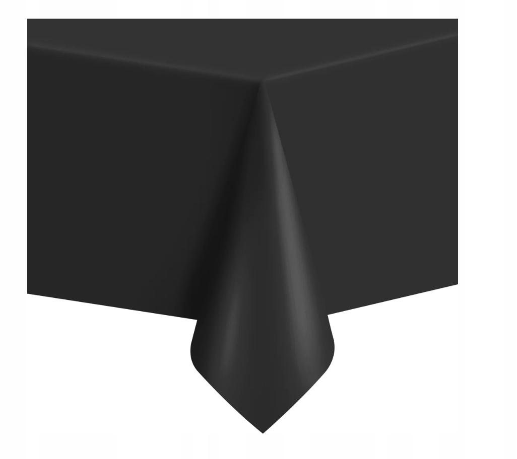 OBRUS CZARNY FOLIOWY NA STÓŁ IMPREZA URODZINY PRZYJĘCIE OZDOBA 137 X 274 CM